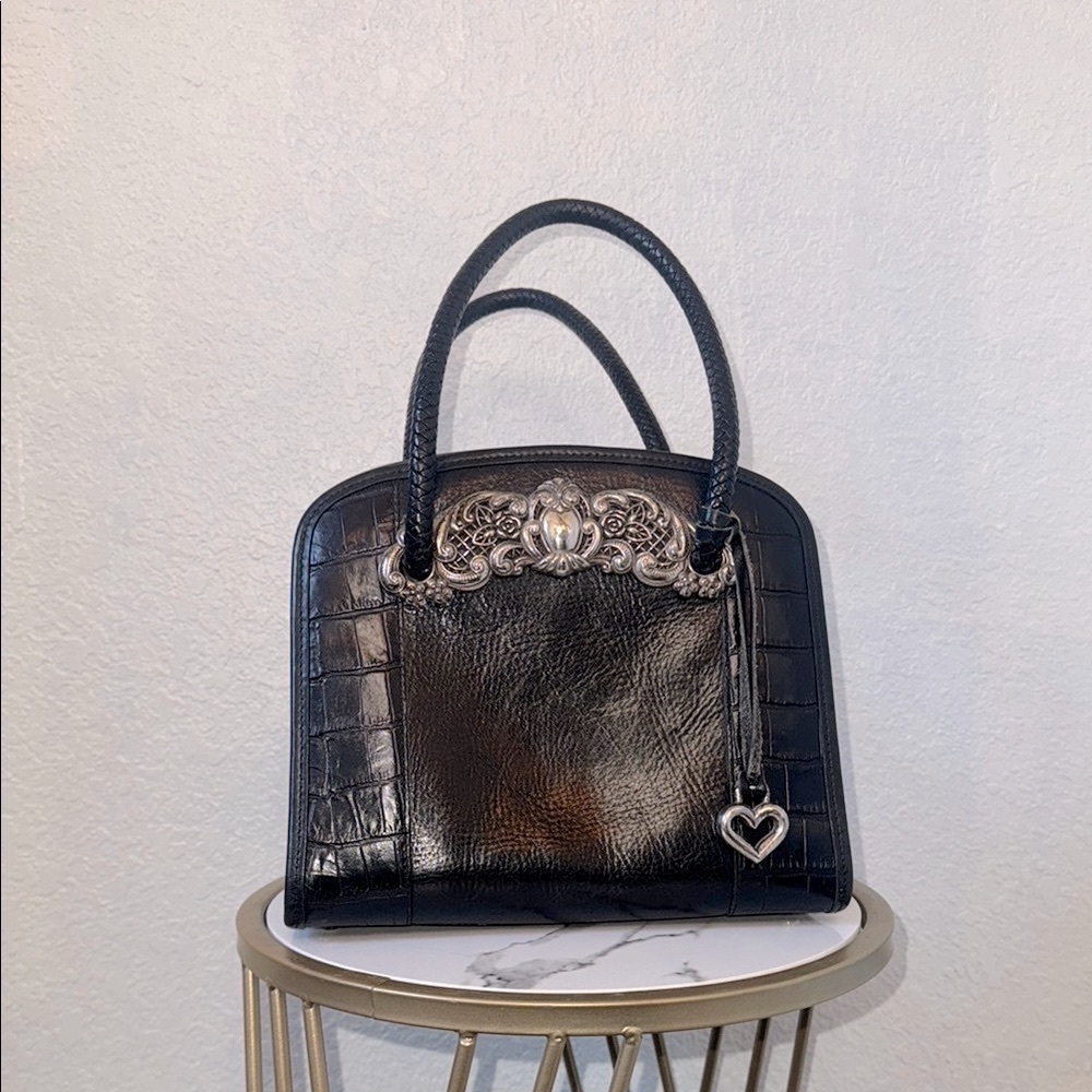 Brighton Black and Silver Satchel with Elegant Design